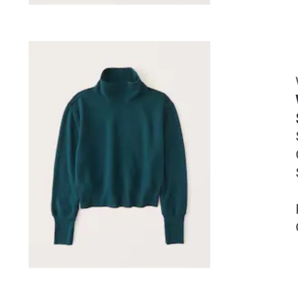 Green Abercrombie & Fitch Wedge Turtleneck Sweatshirt size small